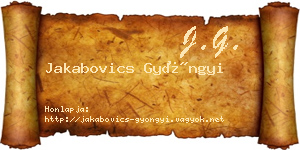 Jakabovics Gyöngyi névjegykártya